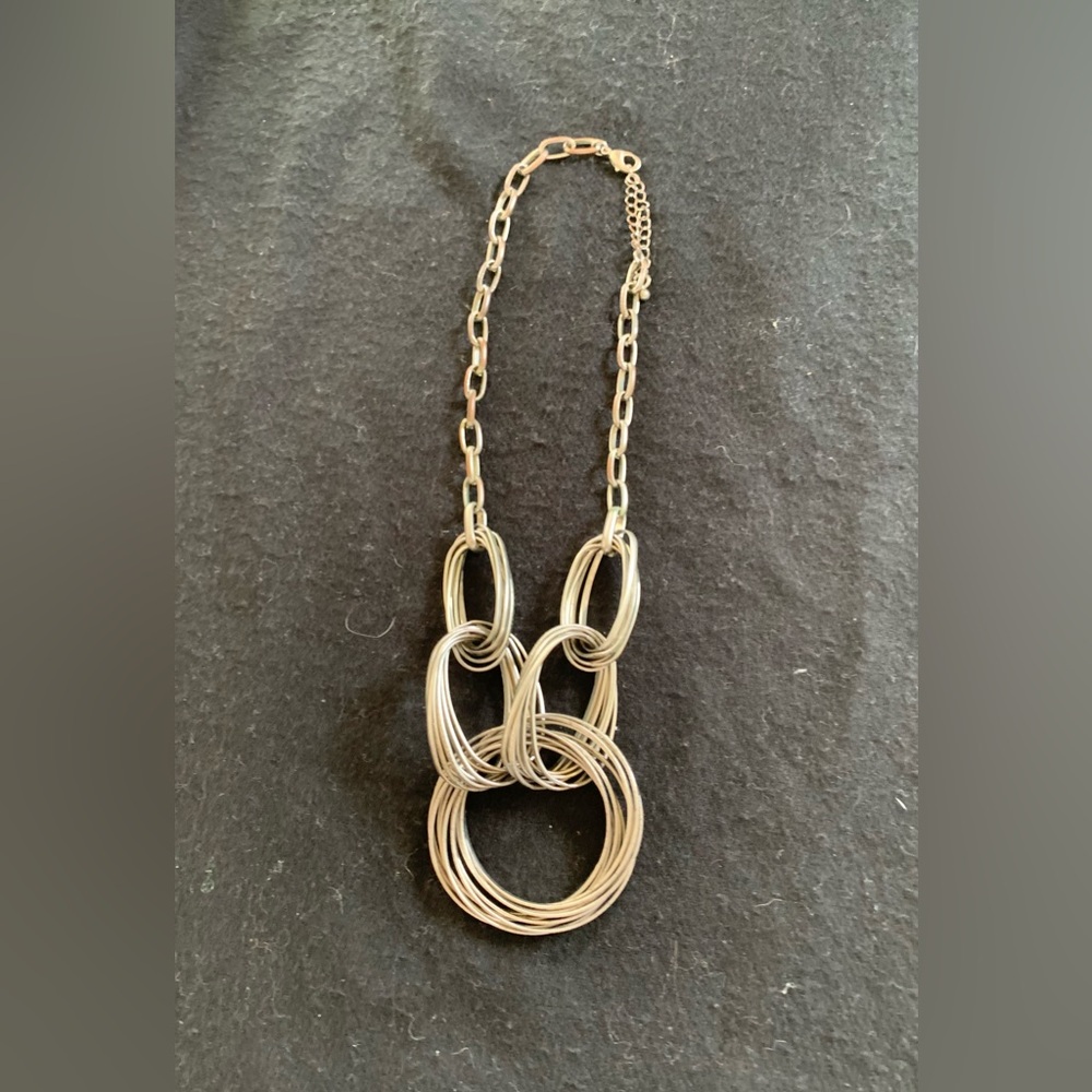 5 ring silver necklace